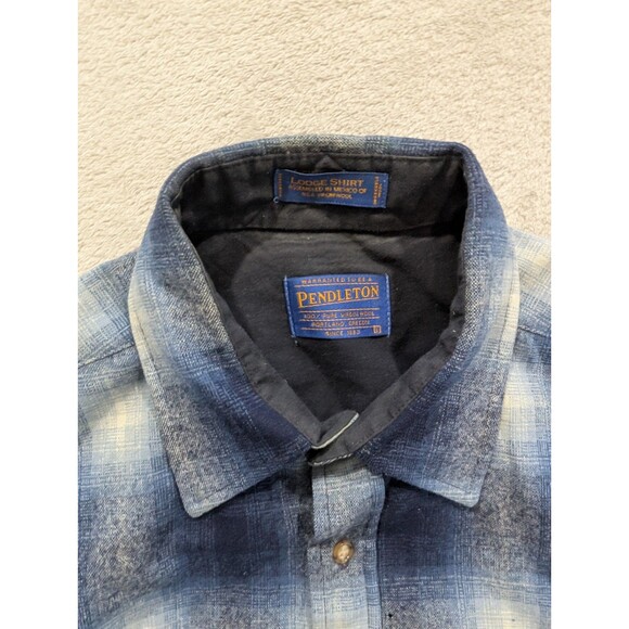 Pendleton Long Sleeve Button Front Shirt Blue Plaid Size Large Lot of 2 DAMAGED - Picture 4 of 16